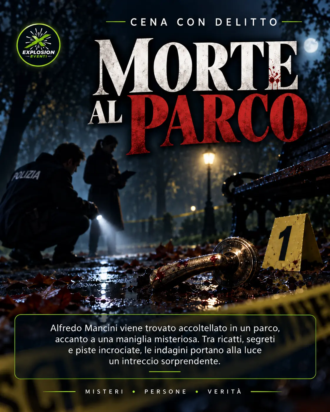 Locandina della Cena con Delitto Morte al parco
