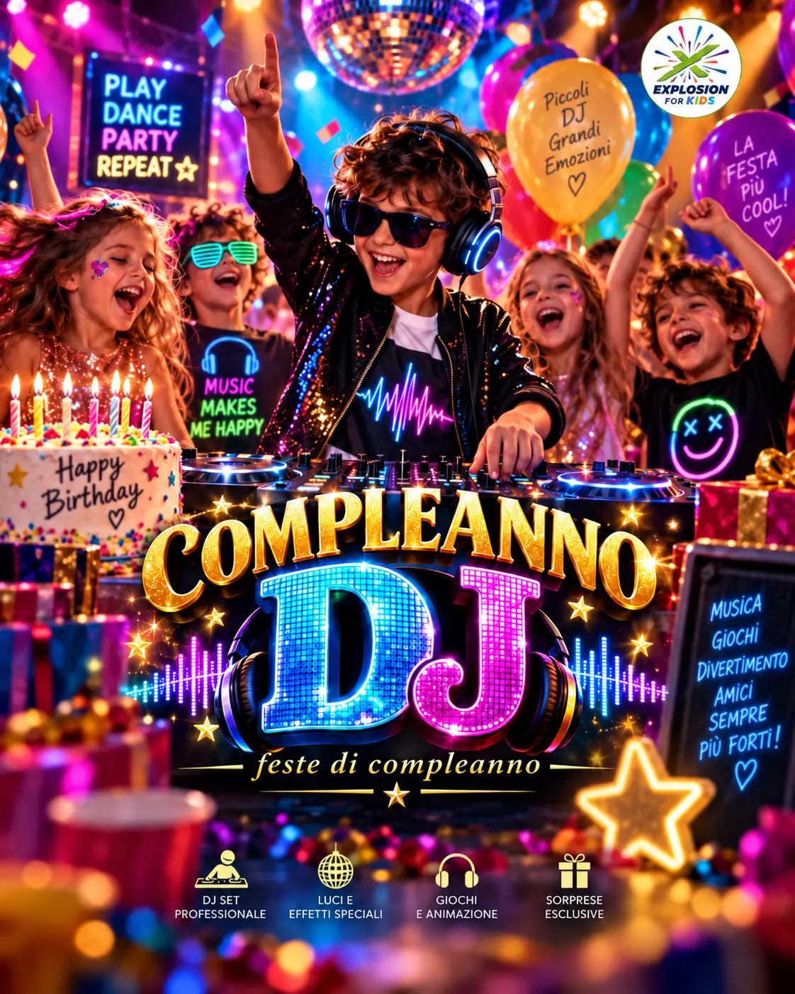 Locandina della festa di compleanno Compleanno DJ