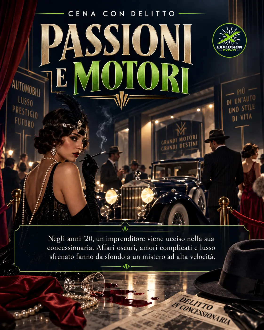 Locandina della Cena con Delitto Passioni e motori